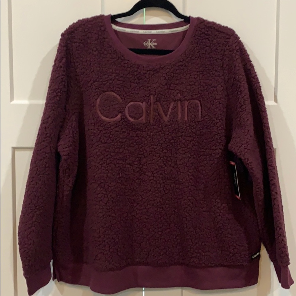 Maroon Fuzzy Calvin Klein sweatshirt